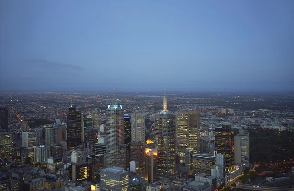 Geceleri Melbourne havadan görünümü