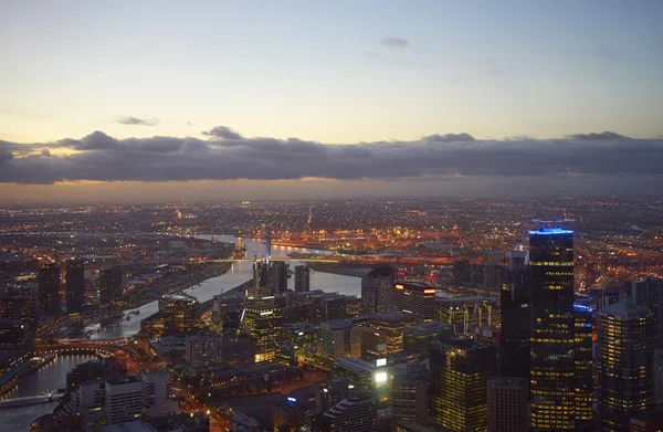 akşam Melbourne havadan görünümü