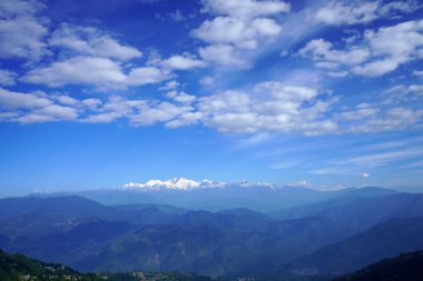 Kar Kaplamalı Kanchenjunga Gökyüzü Altında Panoramik Görünüm