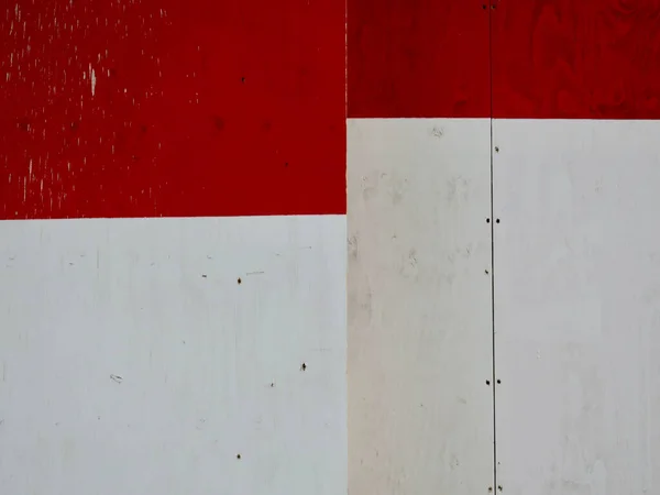 Madera Contrachapada Pintada Roja Blanca Que Rodea Sitio Construcción — Foto de Stock