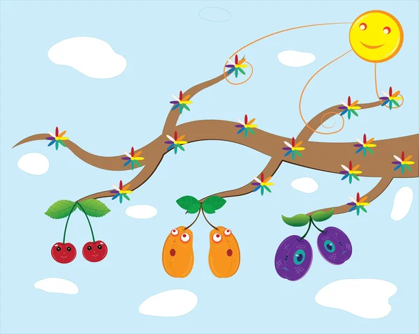 Magic tree with fantastic berries — Stock Vector