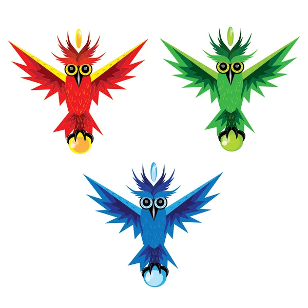 Three color owls — Stock Vector