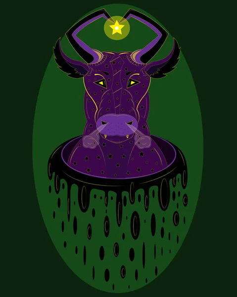 Demonio Toro Púrpura Sale Del Portal — Archivo Imágenes Vectoriales