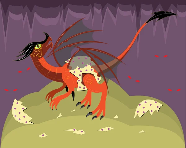 Jeune dragon rouge . — Image vectorielle