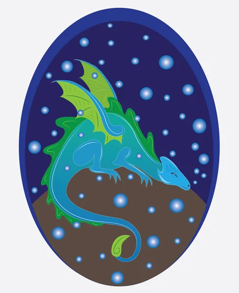 El dragón marino dormido . — Vector de stock