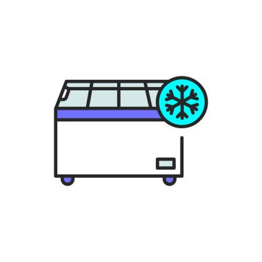 Dondurucu soğuk renk çizgisi simgesi. Ev aletleri. Web sayfası için piktogram, mobil uygulama, tanıtım. UI UX GUI tasarım elemanı. Düzenlenebilir vuruş.