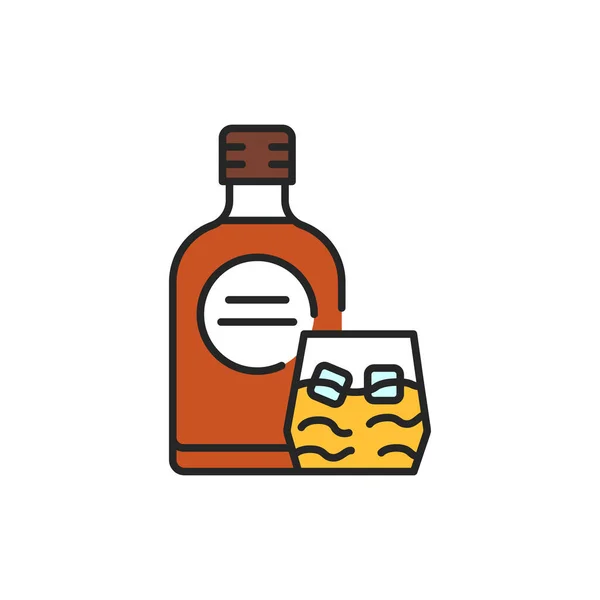 Rum Fles Glas Kleur Lijn Pictogram Alcoholische Dranken Pictogram Voor — Stockfoto