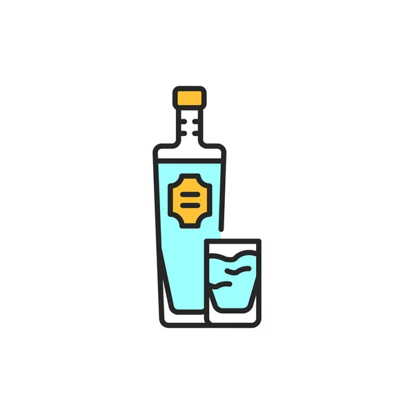 Vodka Bottle Glass Color Line Icon Alcoholic Beverages Pictogram Web — Stock Photo, Image