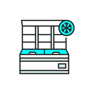 Dondurucu soğuk renk çizgisi simgesi. Ev aletleri. Web sayfası için piktogram, mobil uygulama, tanıtım. UI UX GUI tasarım elemanı. Düzenlenebilir vuruş.