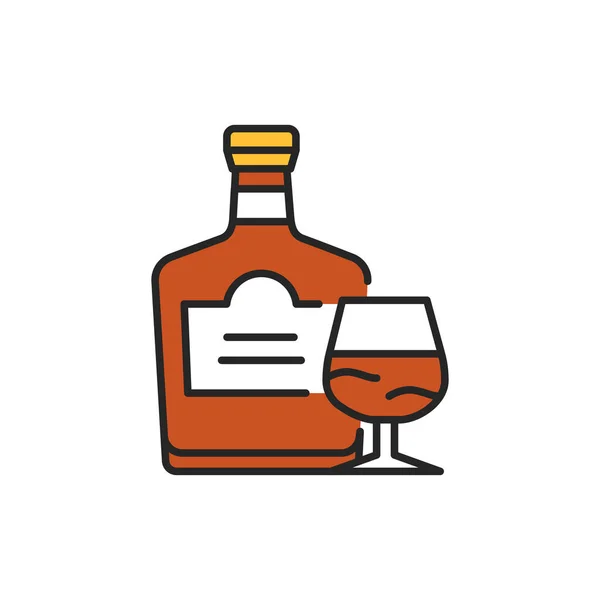 酒瓶和玻璃杯色系图标 酒精饮料 移动应用 宣传用的象形文字 Gui设计元素 可编辑笔划 — 图库矢量图片