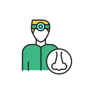 Otolaryngolog renk çizgisi simgesi. Konu madde uzmanı. Web sayfası için piktogram, mobil uygulama, tanıtım. UI UX GUI tasarım elemanı. Düzenlenebilir vuruş.