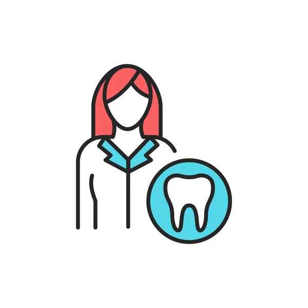 Doctor Dentista Icono Línea Color Pictograma Para Página Web Aplicación — Vector de stock