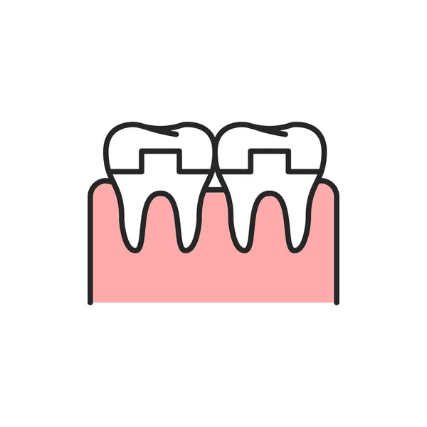 Crowned Teeth Color Line Icon Pictogram Web Page Mobile App — Stock Vector