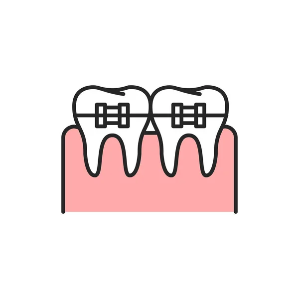 Dientes Tirantes Icono Línea Color Pictograma Para Página Web Aplicación — Archivo Imágenes Vectoriales