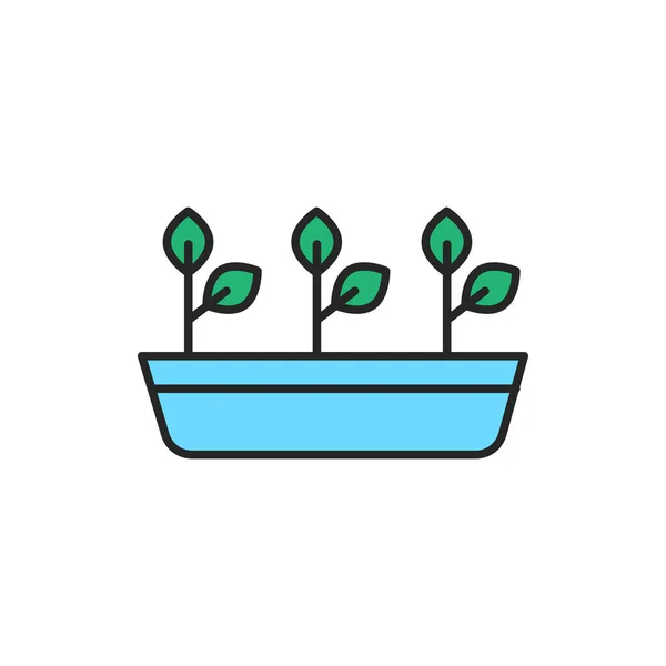 Potplanten Kleur Lijn Pictogram Pictogram Voor Webpagina Mobiele App Promo — Stockvector