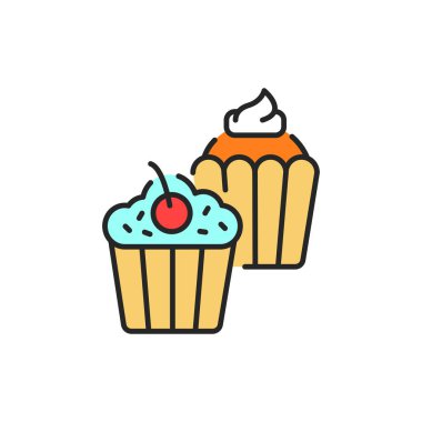 Cupcake renk çizgisi simgesi. İzole vektör elementi. Web sayfası, mobil uygulama, tanıtım için resim çizelgesi