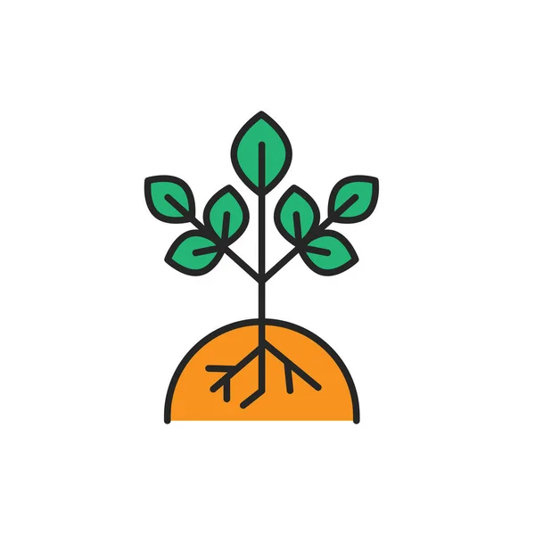 Icono de línea de color de crecimiento vegetal. Pictograma para página web, aplicación móvil, promo. — Archivo Imágenes Vectoriales