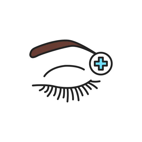 Augenbrauen und Wimpern Behandlung Farbe Linie Symbol. Piktogramm für Webseite, mobile App, Promo. — Stockvektor