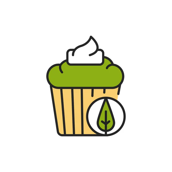 Matcha muffin color line icon. Pictogram for web page, mobile app, promo. — Stock Vector