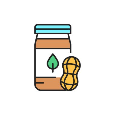 Organik fıstık ezmesi renk çizgisi simgesi. Web sayfası için piktogram, mobil uygulama, tanıtım. UI UX GUI tasarım elemanı. Düzenlenebilir vuruş.