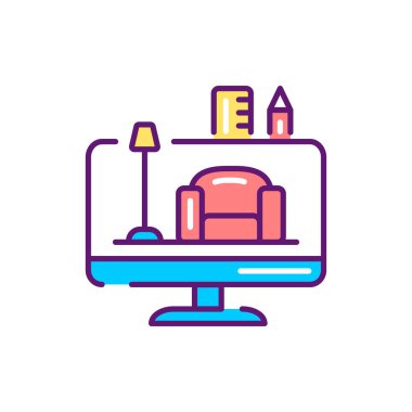 İç tasarım renk çizgisi simgesi. Web sayfası, mobil uygulama, tanıtım için resim grafiği.