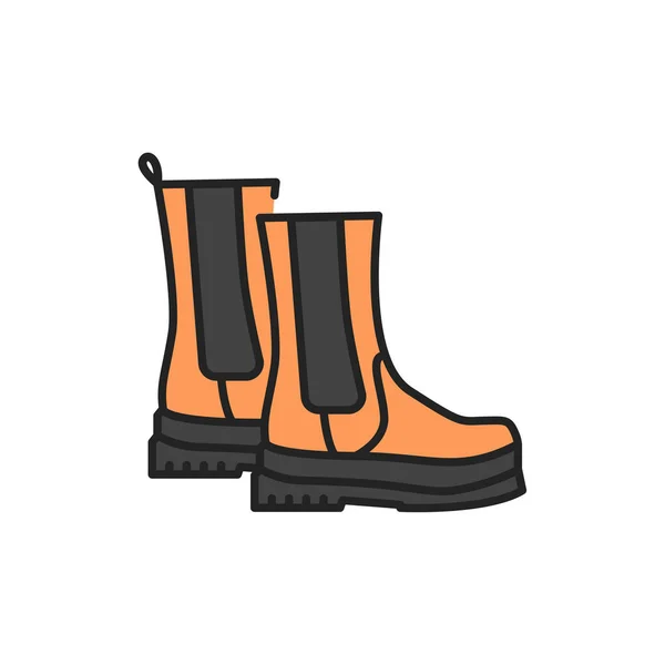 Herbststiefel Farbe Linie Symbol. Piktogramm für Webseite, mobile App, Promo. — Stockfoto