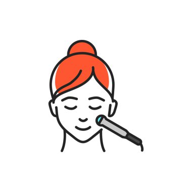 Enjeksiyonsuz Biorevitalizasyon yüz renk çizgisi simgesi. Web sayfası, mobil uygulama, tanıtım için resim grafiği.