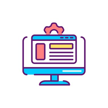 Web tasarım renk çizgisi simgesi. Web sayfası, mobil uygulama, tanıtım için resim grafiği.