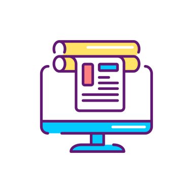 Typography tasarım renk çizgisi simgesi. Web sayfası, mobil uygulama, tanıtım için resim grafiği.