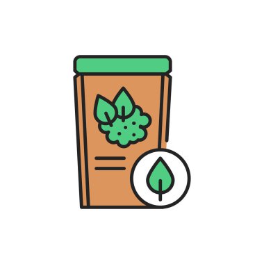 Kibrit çay paketleme renk çizgisi simgesi. Web sayfası, mobil uygulama, tanıtım için resim grafiği.