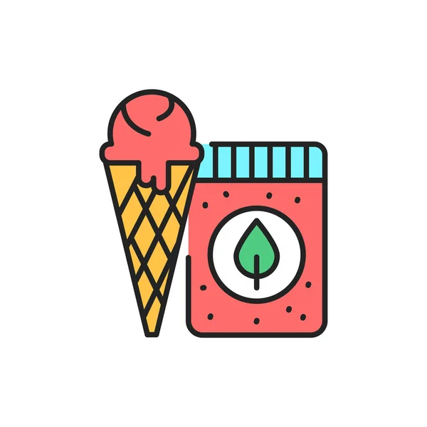 Organic natural ice cream color line icon. Pictogram for web page, mobile app, promo. — Stock Vector