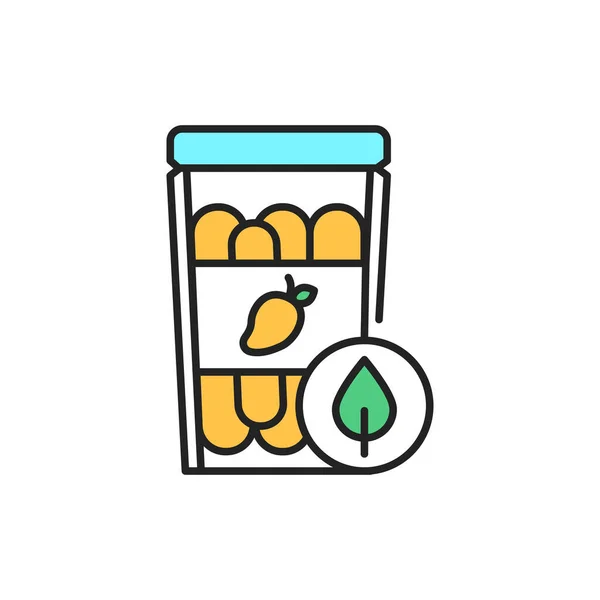 Icona della linea colore confezione mango essiccato. Pittogramma per pagina web, app mobile, promo. — Vettoriale Stock