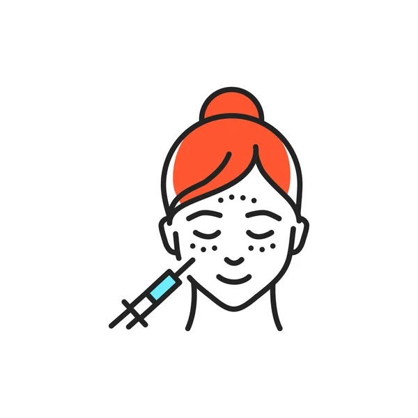 Injections face icône de ligne de couleur. Pictogramme pour page web, application mobile, promo. — Image vectorielle