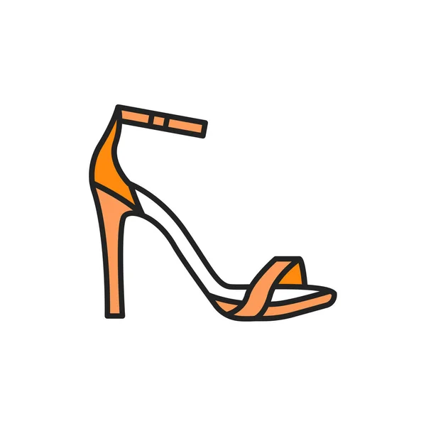 Sommer Sandalen Farbe Linie Symbol. Piktogramm für Webseite, mobile App, Promo. — Stockvektor