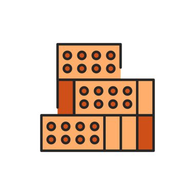 Yığınla tuğla renkli çizgi simgesi. Web sayfası, mobil uygulama, tanıtım için resim grafiği.