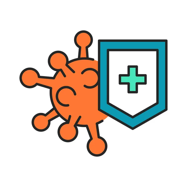 Ícone de cor de linha de proteção de vírus. Assine para página web, aplicativo móvel, botão, logotipo — Vetor de Stock
