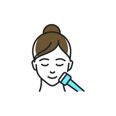 Ultrasonik fonforez yüz rengi simgesi. Web sayfası, mobil uygulama, tanıtım için resim grafiği.