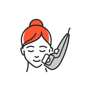 Smas yüz kaldırma renk çizgisi simgesi. Web sayfası, mobil uygulama, tanıtım için resim grafiği.