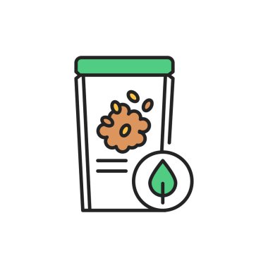 Organik mısır gevreği renk çizgisi simgesi paketleniyor. Web sayfası, mobil uygulama, tanıtım için resim grafiği.