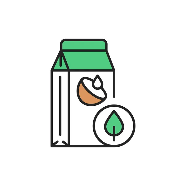 유기농 코코넛 밀크 컬러 라인 아이콘. 웹 페이지를 위한 Pictogram, 모바일 앱, 프로 모. — 스톡 벡터