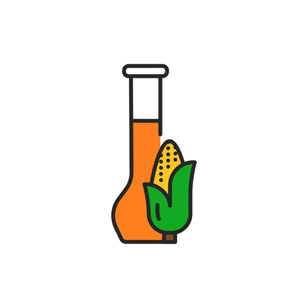 Corn vegetable oil glass bottle color line icon. — Stock Vector