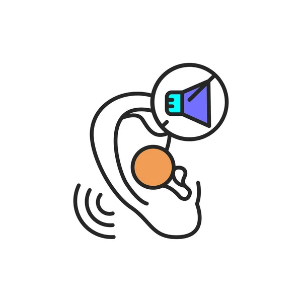 Bouchons d'oreille insonorisés icône de ligne de couleur. Pictogramme pour page web, application mobile, promo. — Image vectorielle
