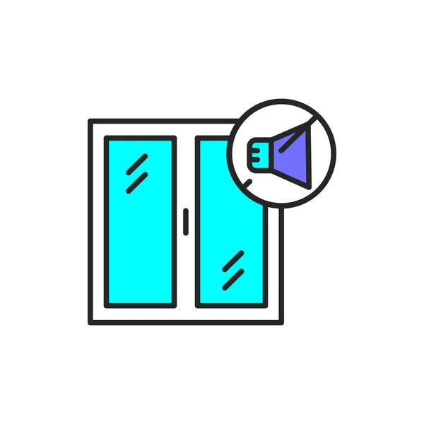 Sound-isolating window color line icon. Pictogram for web page, mobile app, promo. — Stock Illustration Sound-isolating window color line icon. Pictogram for web page, mobile app, promo. Stock Vector