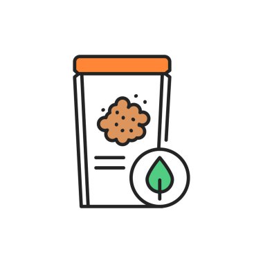 Organik keten tohumu paketleme renk çizgisi simgesi. Web sayfası, mobil uygulama, tanıtım için resim grafiği.