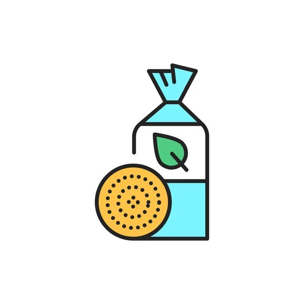 Embalaje icono de línea de color pan crujiente orgánico. Pictograma para página web, aplicación móvil, promo. — Vector de stock