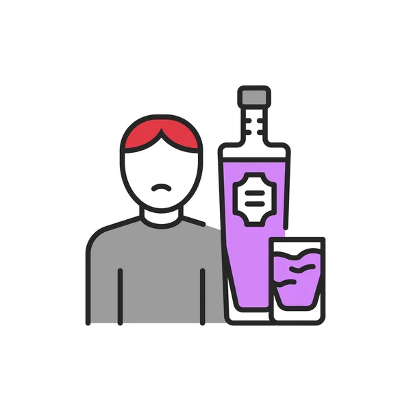 Alcoholism Line Color Icon Sign Web Page Mobile App Button — Stock Vector