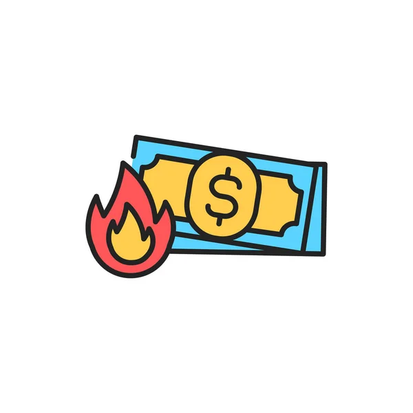 Cash Burn Line Color Icon Sign Web Page Mobile App — Stock Vector