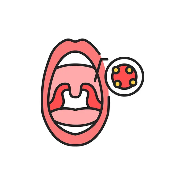 扁桃腺の線の色のアイコンで口を開きます ウェブページ モバイルアプリ ボタン ロゴにサインイン — ストックベクタ