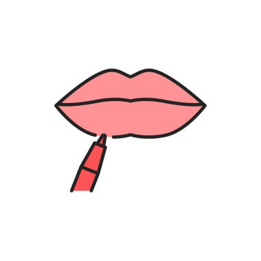 Dudak kalemi çizgi renk simgesini uygula. Web sayfası, mobil uygulama, düğme, logo için imzala