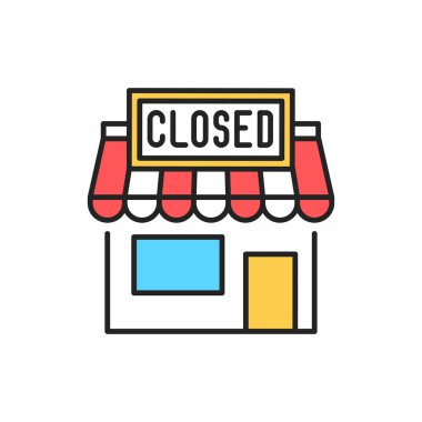 Kapalı dükkan çizgisi renk simgesi. Web sayfası, mobil uygulama için imzala